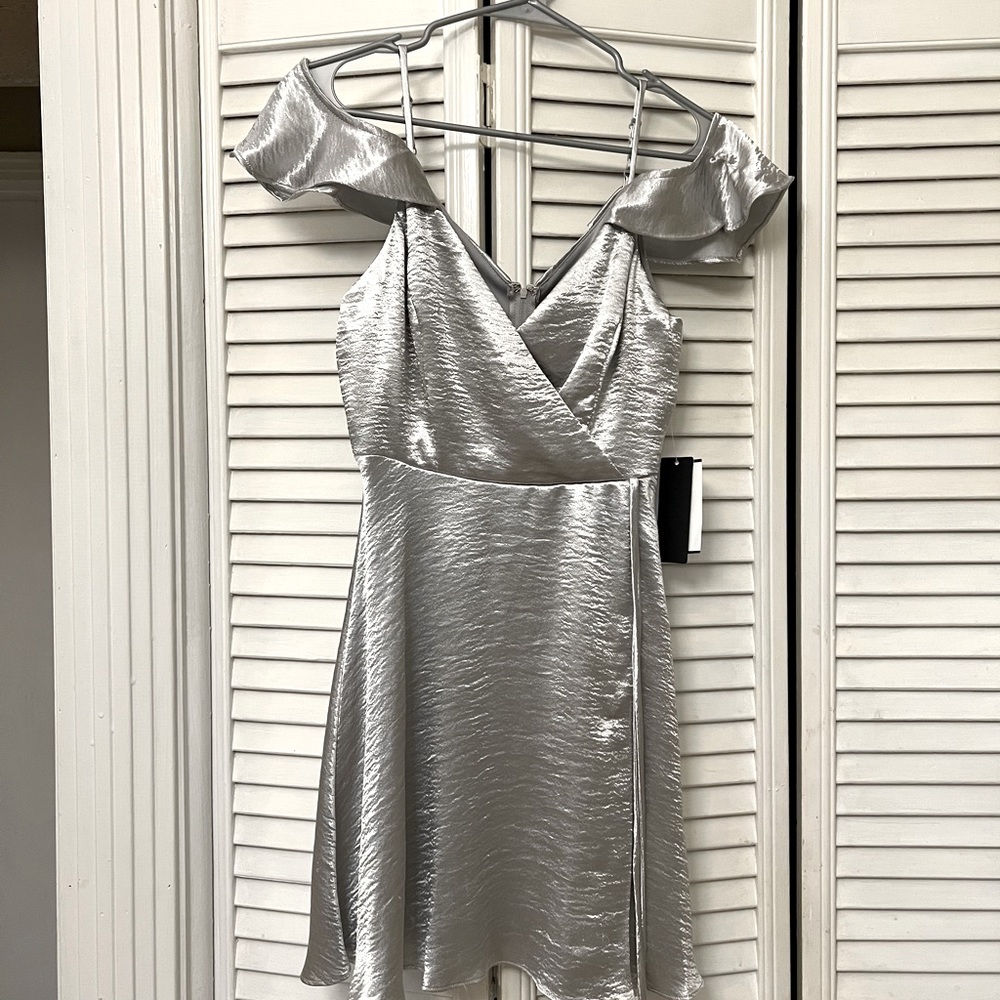 Silver satin dress